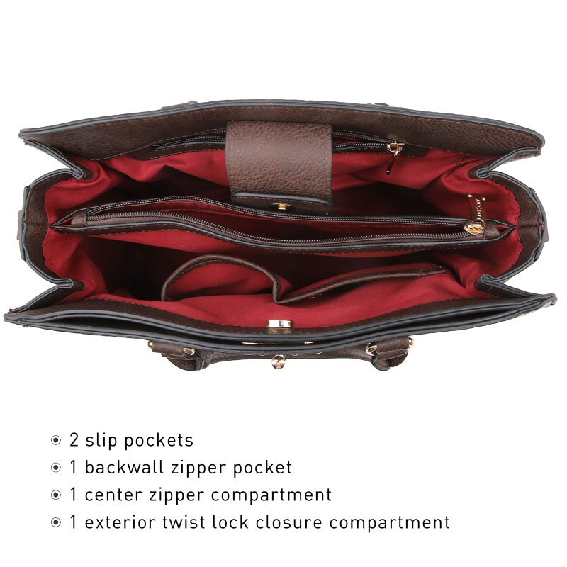 Dasein Women Handbags Purses Ladies Work Purse Satchel Tote Top Handle Shoulder Bags with Matching Clutch - Image 5